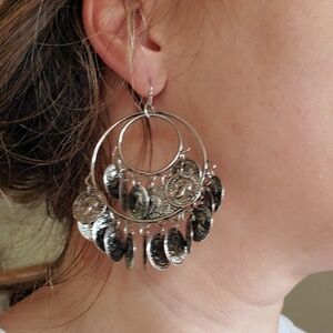Silver Toned Statement Boho Earrings